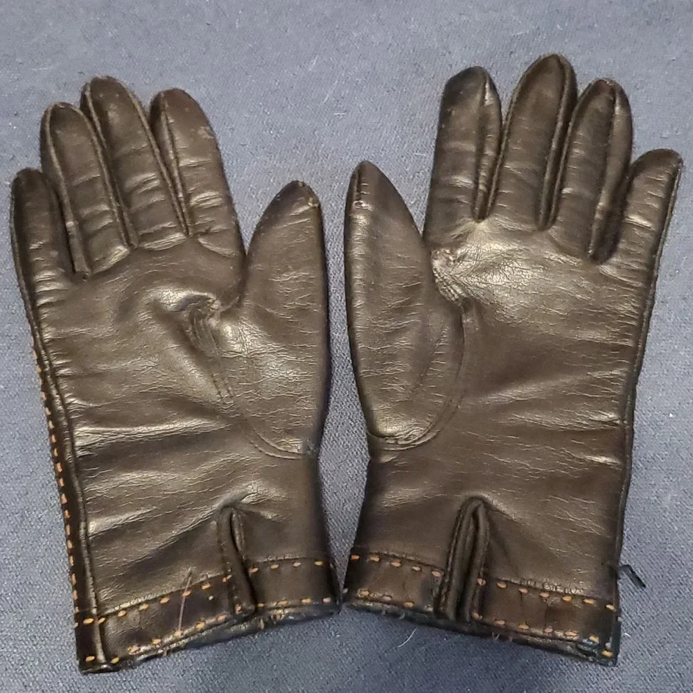 Vintage faux leather vinyl driving gloves 100% vegan‎